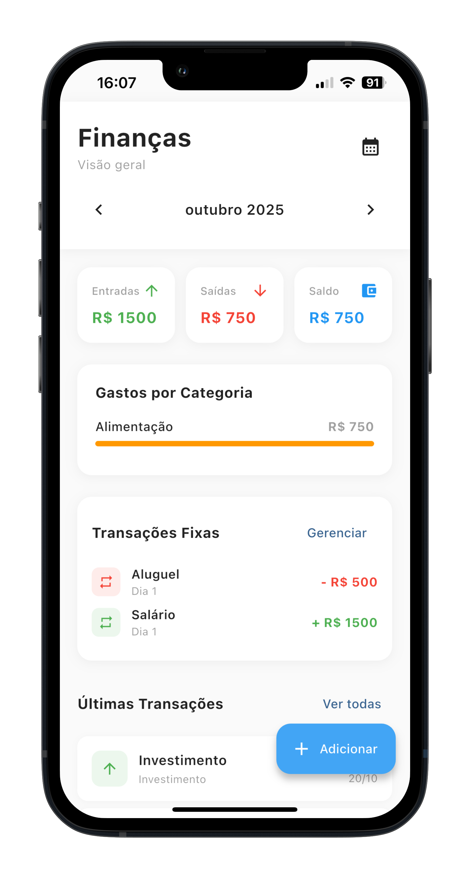 Finanças no Organize Sua Vida